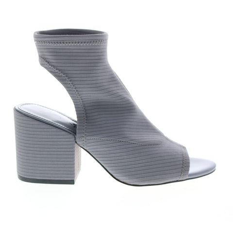 Katy Perry The Johanna Womens Gray Canvas Slip On Strap Heels Shoes
