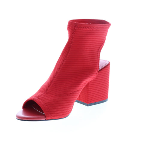 Katy Perry The Johanna Womens Red Canvas Slip On Strap Heels Shoes