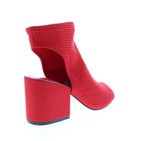 Katy Perry The Johanna Womens Red Canvas Slip On Strap Heels Shoes