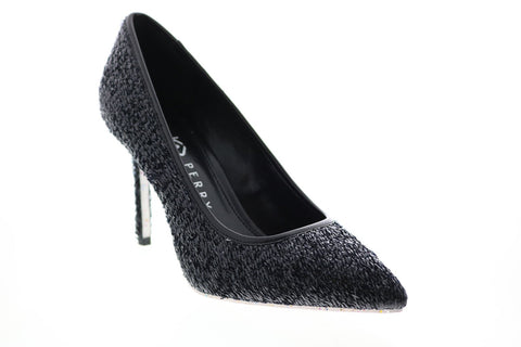 Katy Perry The Sissy Womens Black Canvas Slip On Pumps Heels Shoes