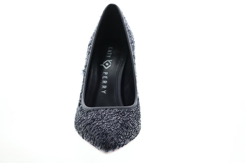 Katy Perry The Sissy Womens Black Canvas Slip On Pumps Heels Shoes
