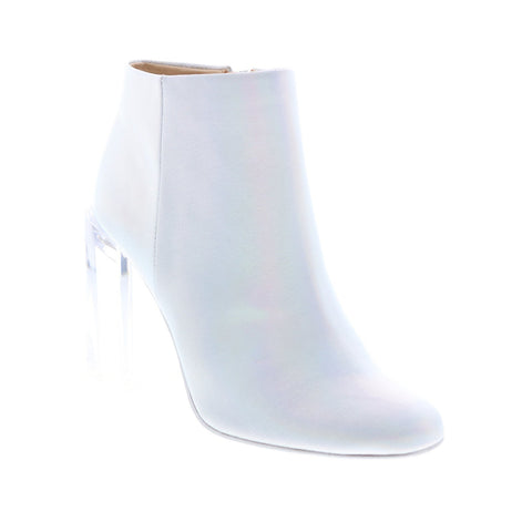 Katy Perry The Sizzle Womens White Canvas Zipper Ankle & Booties Boots 