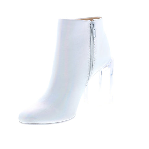 Katy Perry The Sizzle Womens White Canvas Zipper Ankle & Booties Boots 