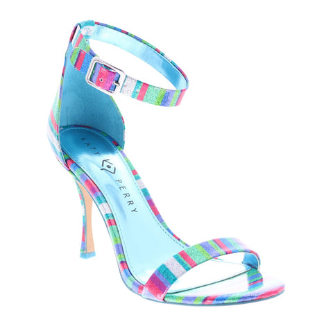 Katy Perry The Melly Womens Blue Synthetic Slip On Strap Heels Shoes