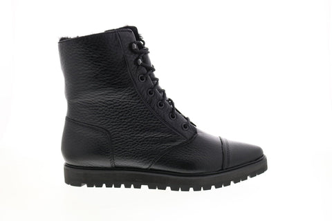Calvin Klein Tianna Hvy Shrunken Fur Womens Black Leather Casual Dress Boots