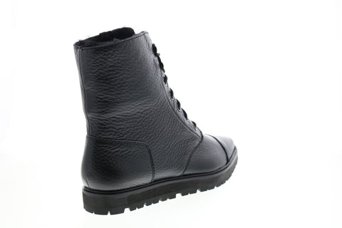 Calvin Klein Tianna Hvy Shrunken Fur Womens Black Leather Casual Dress Boots