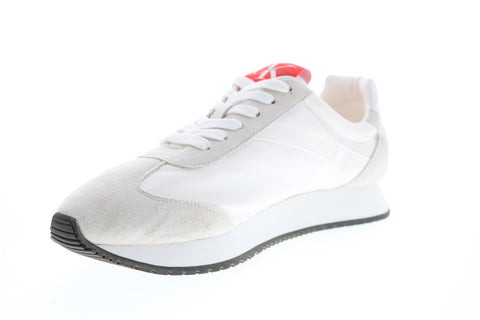 Calvin Klein Jerrold 34S0581-BRW Mens White Suede Designer Sneakers Shoes