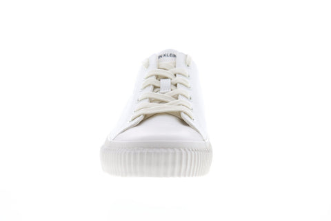 Calvin Klein Iaco 34S0593-BRW Mens White Canvas Lace Up Low Top Sneakers Shoes