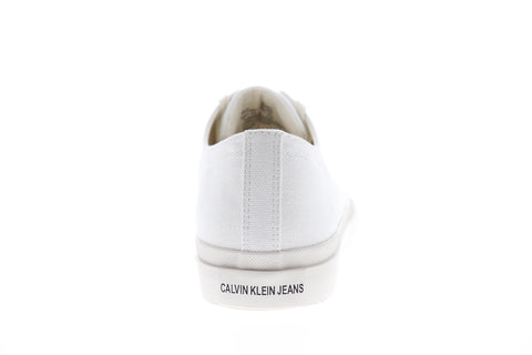 Calvin Klein Iaco 34S0593-BRW Mens White Canvas Lace Up Low Top Sneakers Shoes
