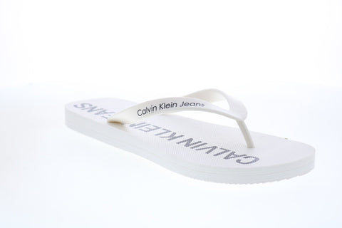 Calvin Klein Errol Jelly 34S0604-BRW Mens White Flip-Flops Sandals Shoes