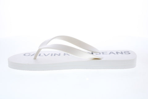 Calvin Klein Errol Jelly 34S0604-BRW Mens White Flip-Flops Sandals Shoes