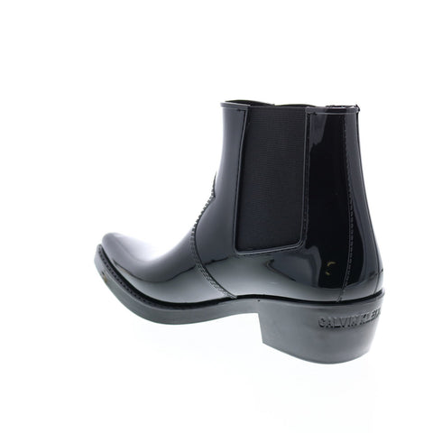 Calvin Klein Cole Rubber 34S1718-BLK Mens Black Patent Leather Dress Boots