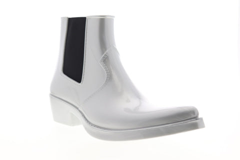Calvin Klein Cole Metallic Rubber 34S0409-BLK Mens Silver Chelsea Boots Shoes