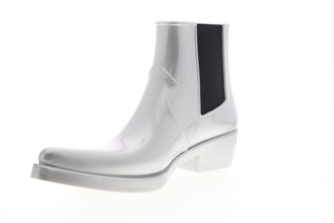 Calvin Klein Cole Metallic Rubber 34S0409-BLK Mens Silver Chelsea Boots Shoes