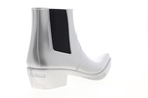 Calvin Klein Cole Metallic Rubber 34S0409-BLK Mens Silver Chelsea Boots Shoes
