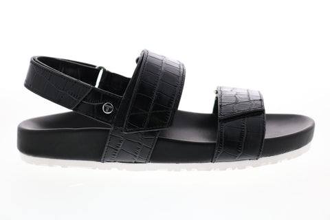 Taryn Rose Fausta 34TC0545-BLK Womens Black Leather Strap Sandals Shoes