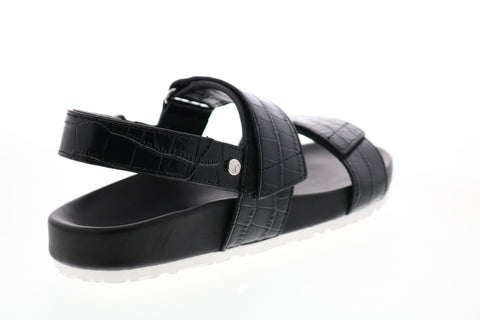 Taryn Rose Fausta 34TC0545-BLK Womens Black Leather Strap Sandals Shoes