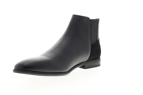 Calvin Klein Larry Tumbled 34F0460-BLK Mens Black Leather High Top Chelsea Boots