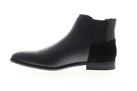 Calvin Klein Larry Tumbled 34F0460-BLK Mens Black Leather High Top Chelsea Boots