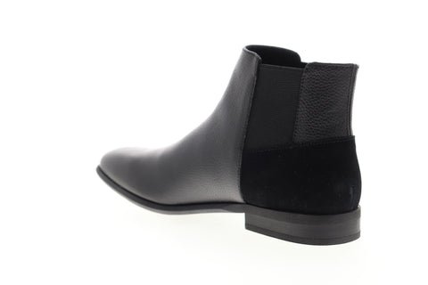 Calvin Klein Larry Tumbled 34F0460-BLK Mens Black Leather High Top Chelsea Boots