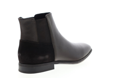 Calvin Klein Larry Tumbled 34F0460-DBN Mens Brown Leather High Top Chelsea Boots