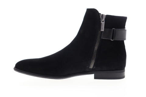 Calvin Klein Lorenzo Calf 34F0461-BLK Mens Black Suede Zipper Casual Dress Boots