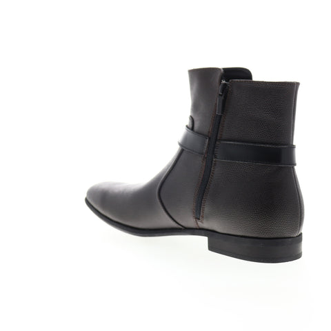Calvin Klein Louis Sml Tumbled 34F0473-DBN Mens Brown Leather Casual Dress Boots