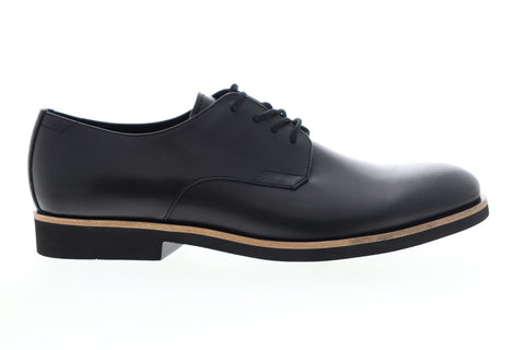 Calvin Klein Fasutino 34F0518-BLK Mens Black Leather Plain Toe Oxfords Shoes