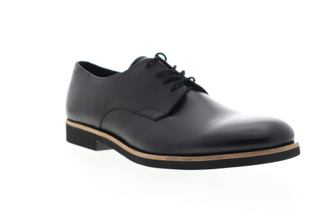 Calvin Klein Fasutino 34F0518-BLK Mens Black Leather Plain Toe Oxfords Shoes