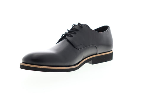 Calvin Klein Fasutino 34F0518-BLK Mens Black Leather Plain Toe Oxfords Shoes