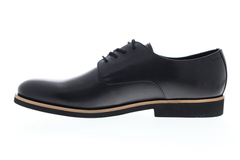 Calvin Klein Fasutino 34F0518-BLK Mens Black Leather Plain Toe Oxfords Shoes