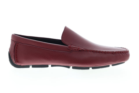 Calvin Klein Kaleb Tumbled 34F0888-RRC Mens Red Leather Moccasin Loafers Shoes