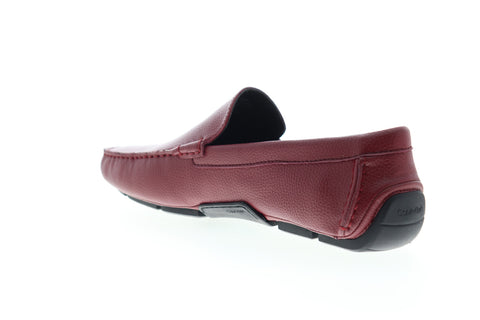 Calvin Klein Kaleb Tumbled 34F0888-RRC Mens Red Leather Moccasin Loafers Shoes