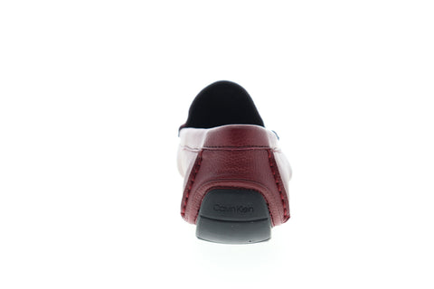 Calvin Klein Kaleb Tumbled 34F0888-RRC Mens Red Leather Moccasin Loafers Shoes