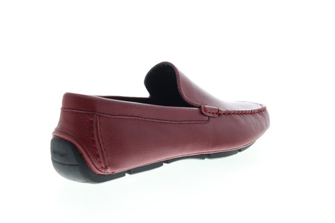 Calvin Klein Kaleb Tumbled 34F0888-RRC Mens Red Leather Moccasin Loafers Shoes