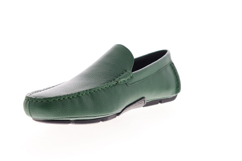 Calvin Klein Kaleb Tumbled 34F0888-SGG Mens Green Leather Moccasin Loafers Shoes