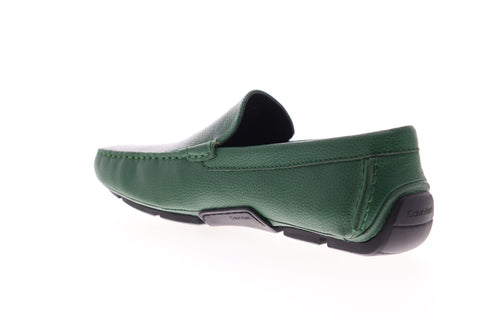 Calvin Klein Kaleb Tumbled 34F0888-SGG Mens Green Leather Moccasin Loafers Shoes