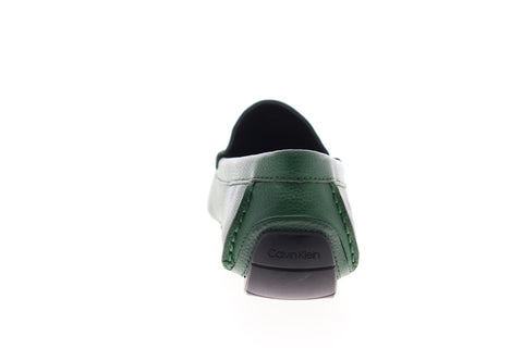 Calvin Klein Kaleb Tumbled 34F0888-SGG Mens Green Leather Moccasin Loafers Shoes