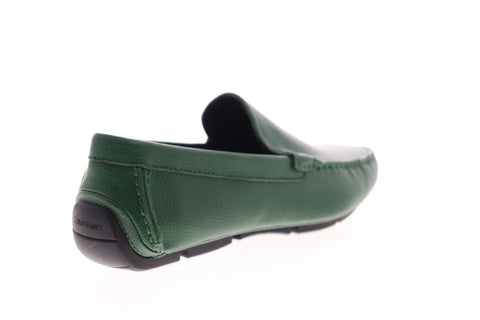Calvin Klein Kaleb Tumbled 34F0888-SGG Mens Green Leather Moccasin Loafers Shoes