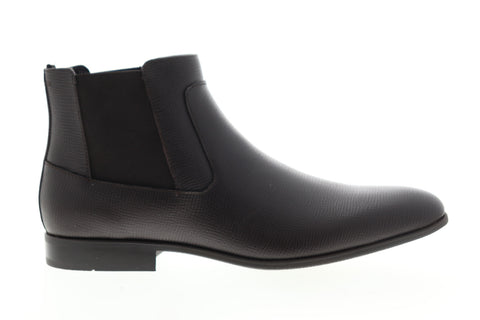 Calvin Klein Christoff Epi 34F0894-DBN Mens Brown Leather High Top Chelsea Boots