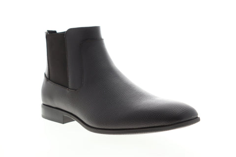 Calvin Klein Christoff Epi 34F0894-DBN Mens Brown Leather High Top Chelsea Boots