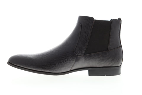 Calvin Klein Christoff Epi 34F0894-DBN Mens Brown Leather High Top Chelsea Boots