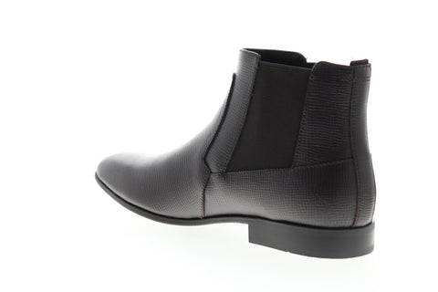 Calvin Klein Christoff Epi 34F0894-DBN Mens Brown Leather High Top Chelsea Boots