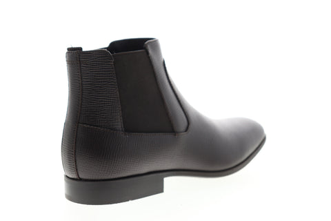 Calvin Klein Christoff Epi 34F0894-DBN Mens Brown Leather High Top Chelsea Boots