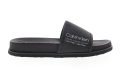 Calvin Klein Mackee Rubberized Smooth Indus Mens Black Slides Sandals Shoes