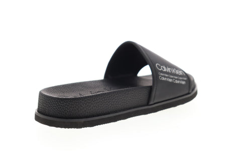 Calvin Klein Mackee Rubberized Smooth Indus Mens Black Slides Sandals Shoes