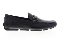 Calvin Klein Maxim Tumbled 34F1651-BLK Mens Black Leather Moccasin Loafers Shoes