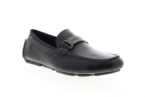 Calvin Klein Maxim Tumbled 34F1651-BLK Mens Black Leather Moccasin Loafers Shoes