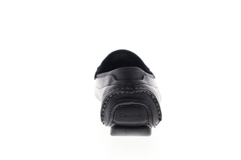 Calvin Klein Maxim Tumbled 34F1651-BLK Mens Black Leather Moccasin Loafers Shoes