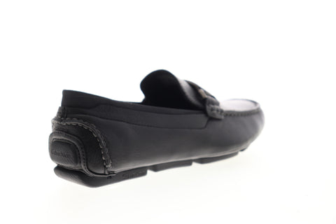 Calvin Klein Maxim Tumbled 34F1651-BLK Mens Black Leather Moccasin Loafers Shoes